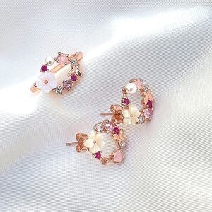 New Ramla Rose Gold Plated Flower Earrings